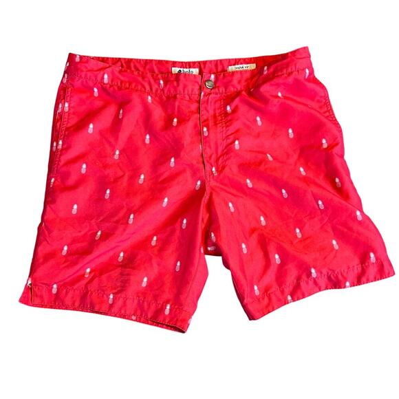 Stylish Red Pineapple Print Men's Swim Shorts - Picture 1 of 6